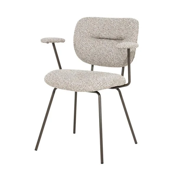 Eleonora / Eetkamerstoelen / Stoel Tibbe met arml – taupe Sava